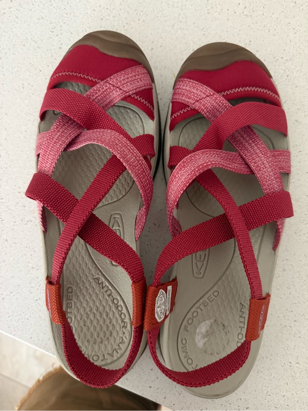 Keen Women's Strappy Sandals in Red and Pink